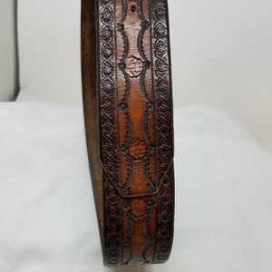 VTG 70's leather belt handmade embossed